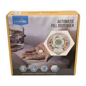 LiveFine Automatic Pill Dispenser Open Box 28 Day Timer Lockable